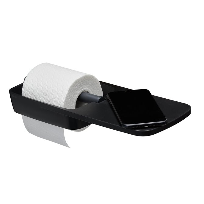 Tiger Tiger Tess Toilet roll holder with shelf Black Anthracite